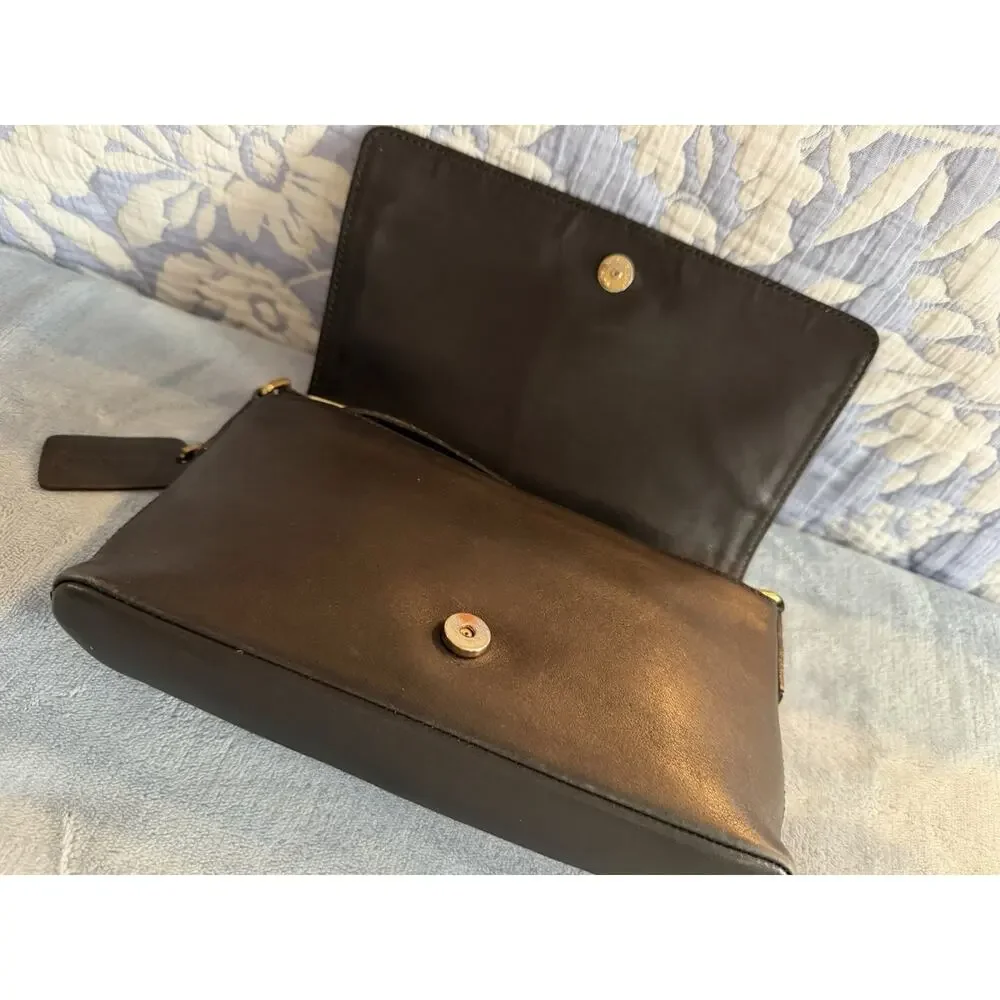 Vintage Coach Legacy West Demi Flap Shoulder Bag In Black Leather G33-9599